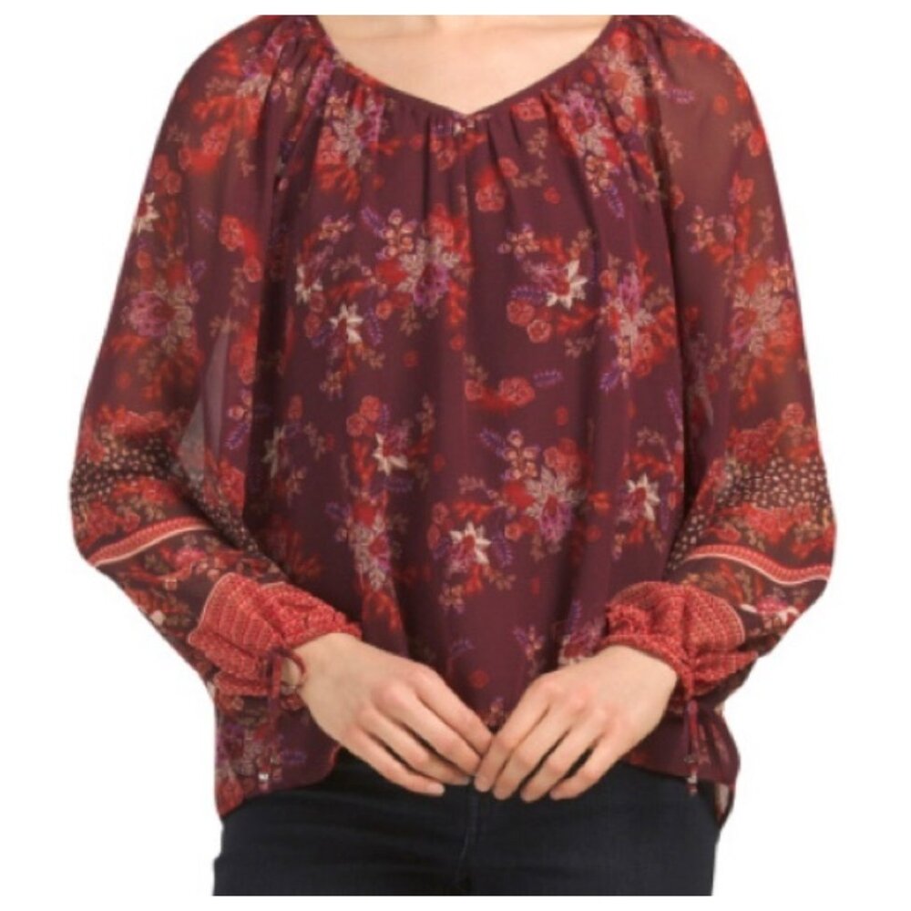!! NWT Lovestitch Long Sleeve Floral Boho Blouse sz M